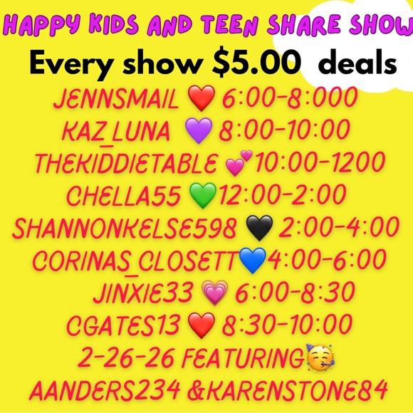 Other - Kids and teen first share show every Thursday! 
Let’s get you what you need!
